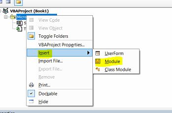 Insert New VBA Module